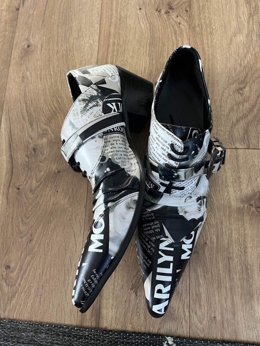Black & White Graphic Monk Strap Oxfords